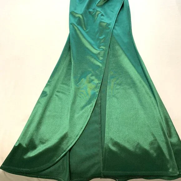 NWT Emerald Sundae Satin Evening Gown Dress Dark Green Women Size S Prom Wedding - Picture 11 of 14